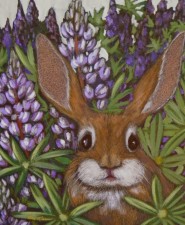 Rabbit in Lupines | Painting By Lee Rawn