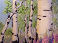 Lupins Along the Trail | Acrylic by Lee Rawn