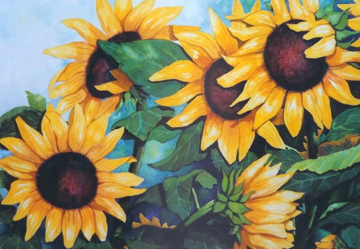 Sunflowers, watercolor